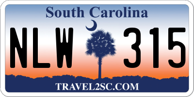 SC license plate NLW315