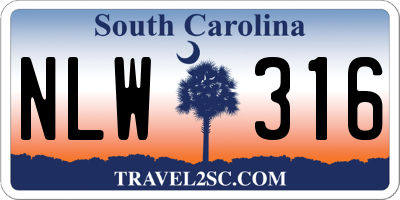 SC license plate NLW316