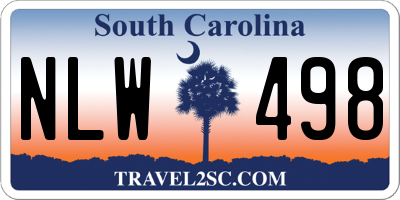SC license plate NLW498