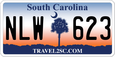 SC license plate NLW623