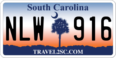 SC license plate NLW916