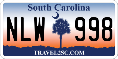 SC license plate NLW998
