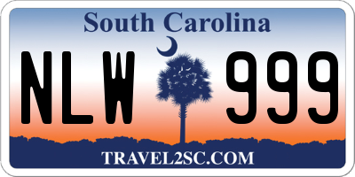 SC license plate NLW999