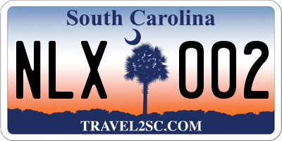 SC license plate NLX002