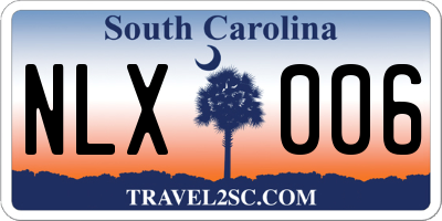 SC license plate NLX006