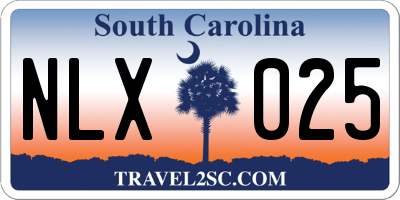 SC license plate NLX025