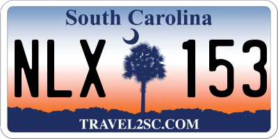 SC license plate NLX153