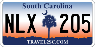 SC license plate NLX205