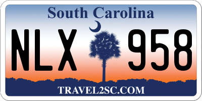 SC license plate NLX958