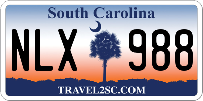 SC license plate NLX988