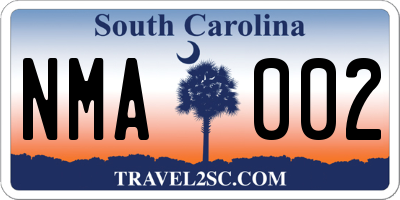 SC license plate NMA002