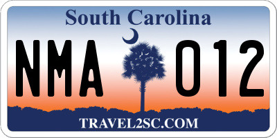 SC license plate NMA012