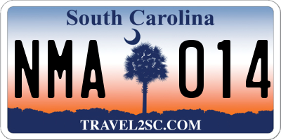 SC license plate NMA014