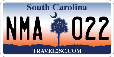 SC license plate NMA022