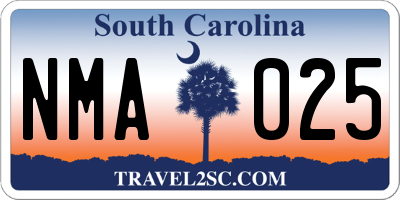 SC license plate NMA025