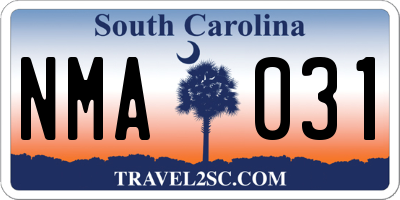 SC license plate NMA031