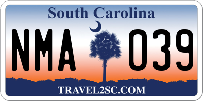 SC license plate NMA039