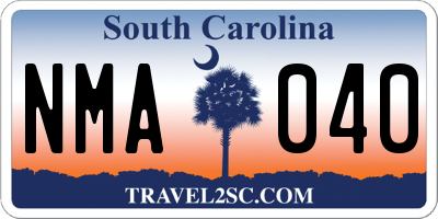 SC license plate NMA040