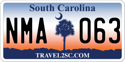 SC license plate NMA063