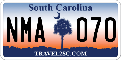 SC license plate NMA070