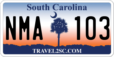 SC license plate NMA103