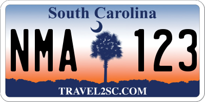 SC license plate NMA123