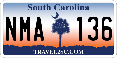 SC license plate NMA136