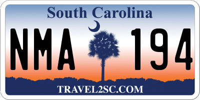 SC license plate NMA194