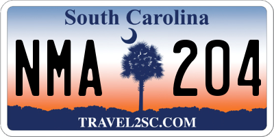 SC license plate NMA204