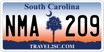 SC license plate NMA209