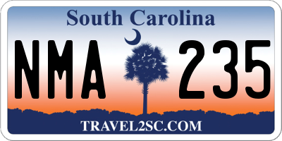 SC license plate NMA235