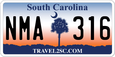 SC license plate NMA316
