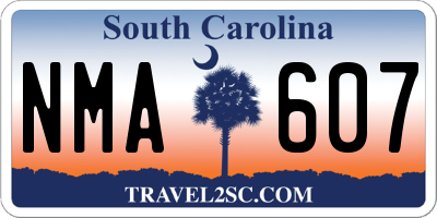 SC license plate NMA607