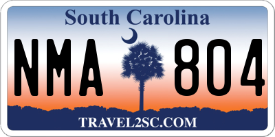 SC license plate NMA804