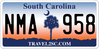 SC license plate NMA958