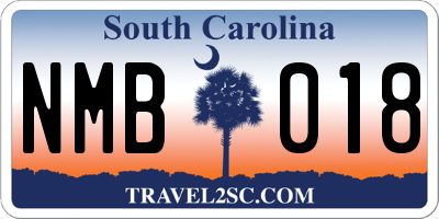 SC license plate NMB018