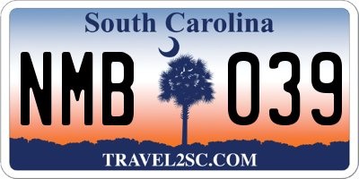 SC license plate NMB039