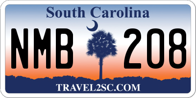 SC license plate NMB208
