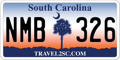 SC license plate NMB326
