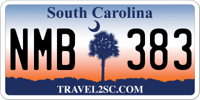 SC license plate NMB383