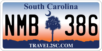 SC license plate NMB386