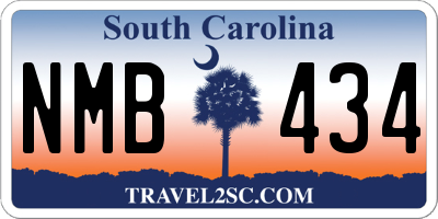 SC license plate NMB434