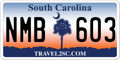 SC license plate NMB603