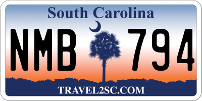 SC license plate NMB794