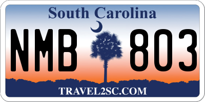 SC license plate NMB803