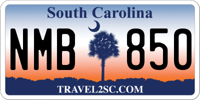 SC license plate NMB850