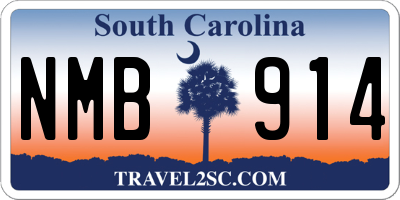 SC license plate NMB914