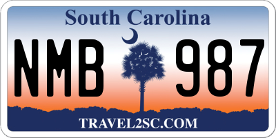 SC license plate NMB987