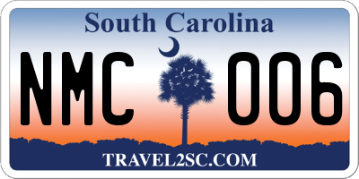 SC license plate NMC006