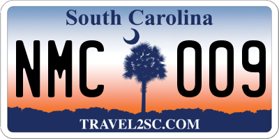 SC license plate NMC009